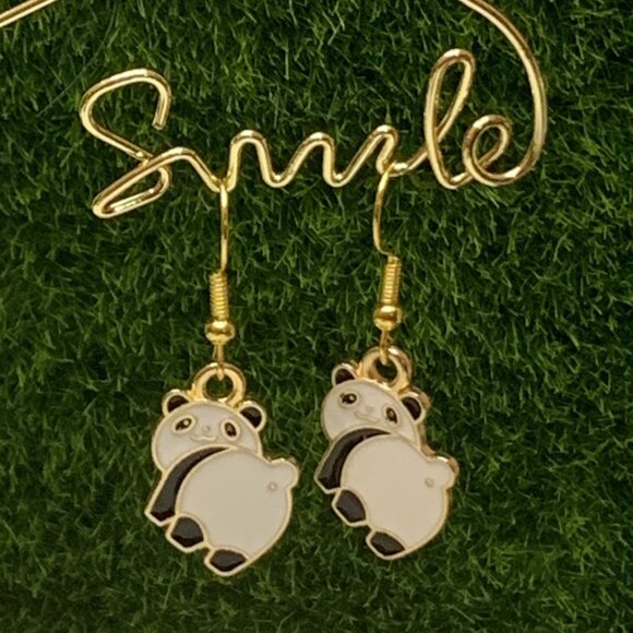 Panda Earring, Panda Bear Jewelry, Gift, Panda Jewelry, Silly Animal Earring - Picture 4 of 7